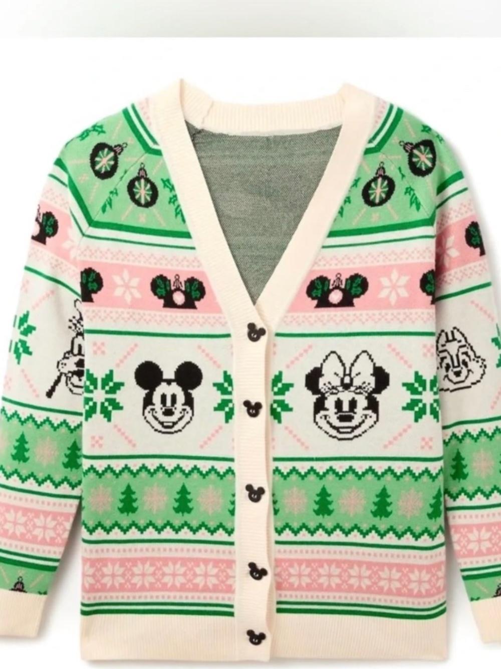 Disney Mickey Minnie Holiday Fair Isle Christmas Cardigan